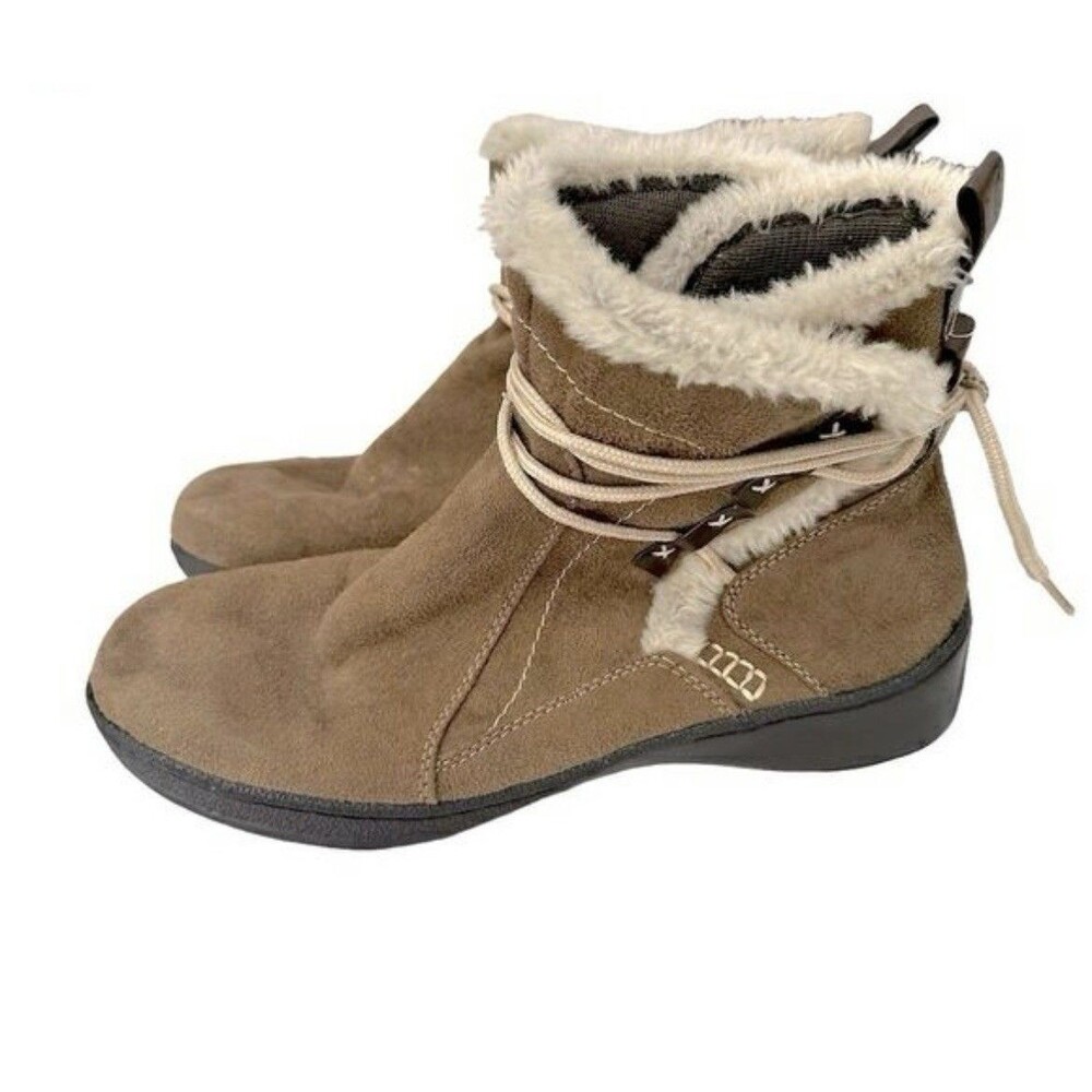 Cloudwalkers Women’s Boots Size 11W Fur Accent Faux Suede Winter Paula Comfort
